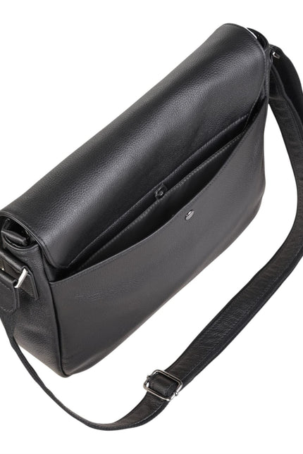 Genuine Leather Black Laptop Bag Travel Work Messenger Satchel - Camden