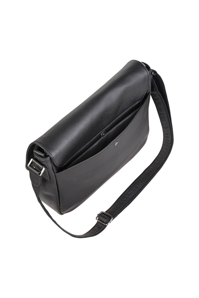 Genuine Leather Black Laptop Bag Travel Work Messenger Satchel - Camden