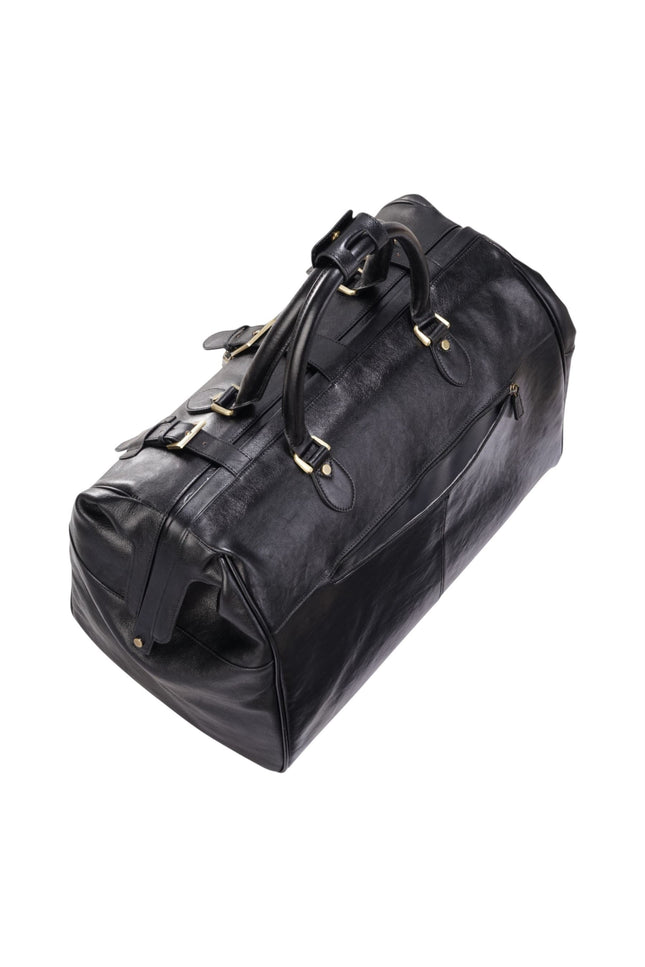 Genuine Leather Black Duffle Holdall Vintage Travel Gym Bag - Windsor