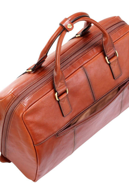 Vintage Genuine Leather Tan Holdall Duffle Gym Travel Bag - Atlas