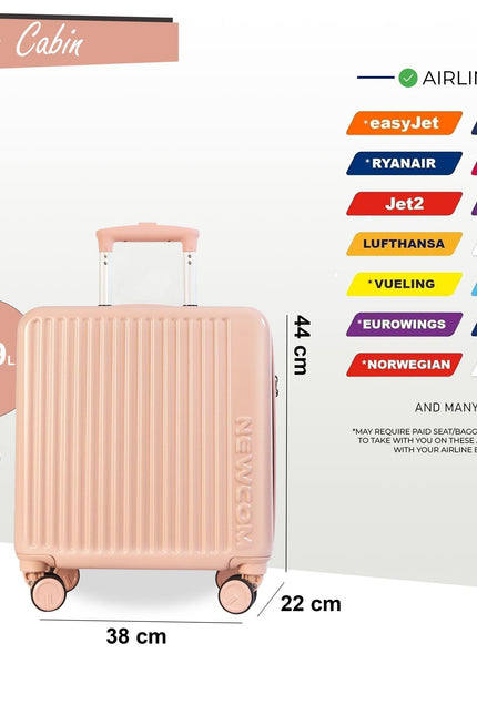Hard Shell Cabin 44 x 22 x 38 cm Pink TSA Secure Luggage Suitcase Suitable for Easyjet, Ryanair