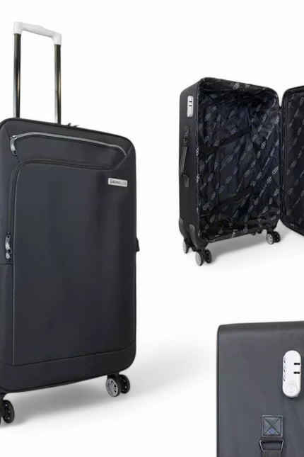 Handa Set of 3 Soft Shell Suitcase in Black