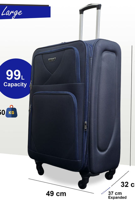 Nagoya Large Soft Shell Suitcase in Navy