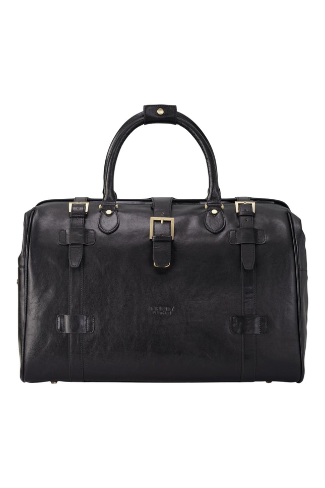 Genuine Leather Black Duffle Holdall Vintage Travel Gym Bag - Windsor