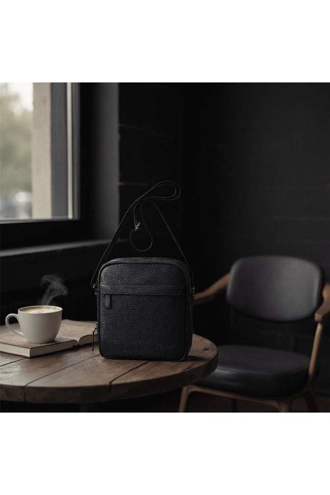 Genuine Leather Black Vintage Messenger Crossbody Travel Bag - Hawthrone