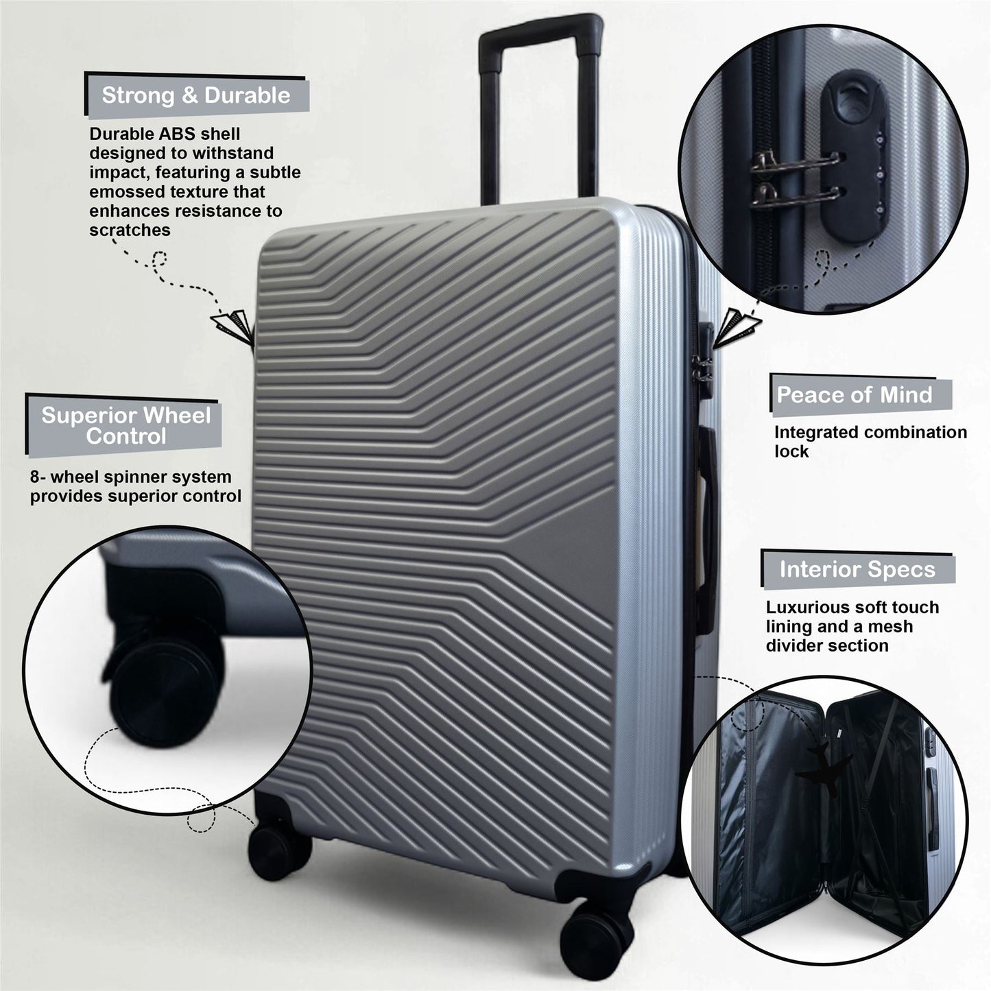 Junee Cabin Hard Shell Suitcase in Silver