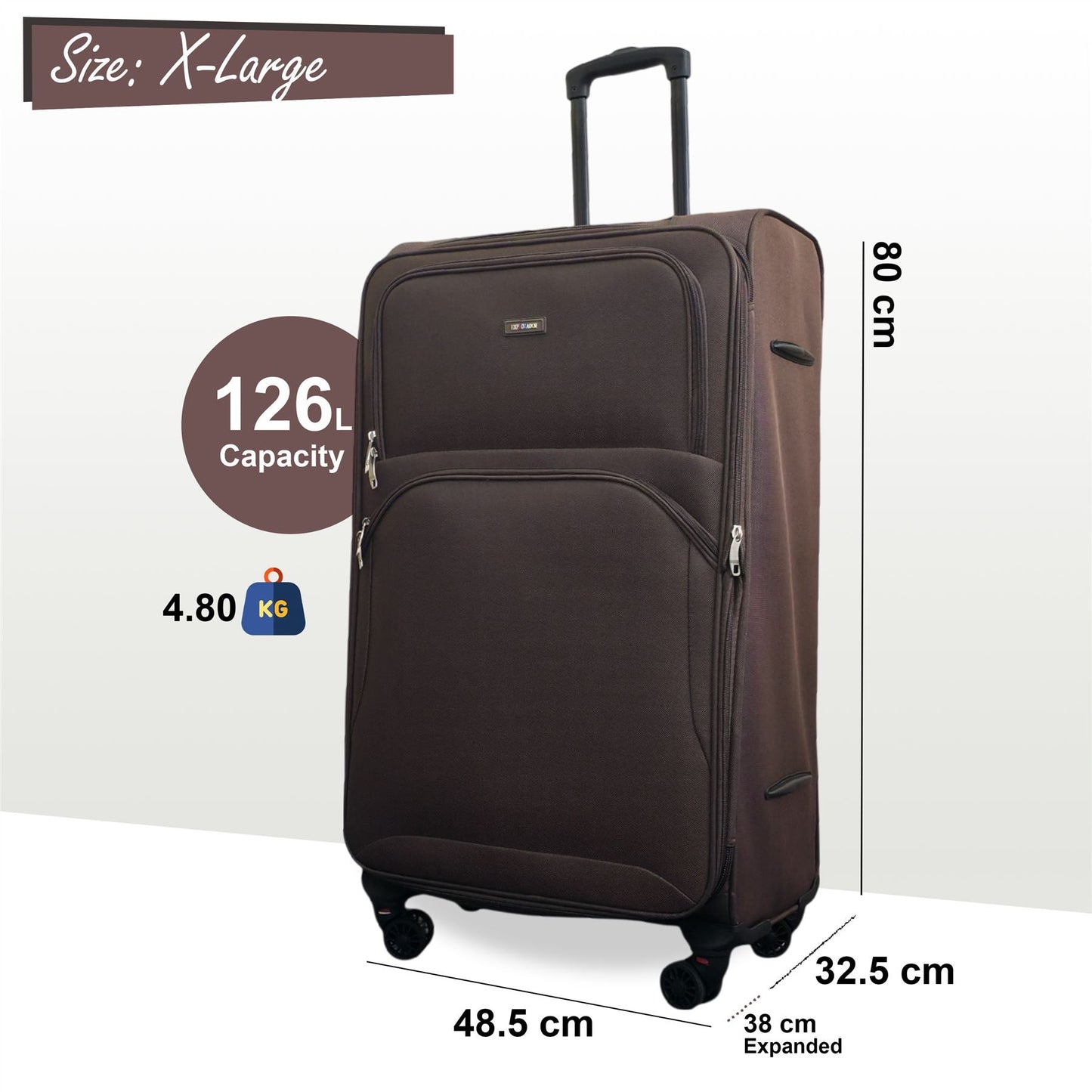 Gosford X-Large Soft Shell Suitcase in Brown