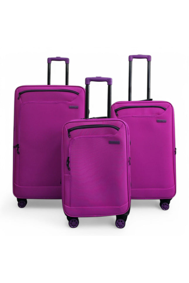 Handa Set of 3 Soft Shell Suitcase in Pink