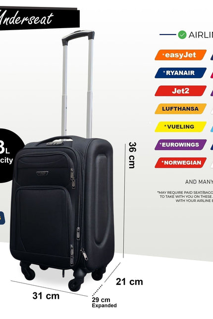 Nagoya Unserseat Soft Shell Suitcase in Black