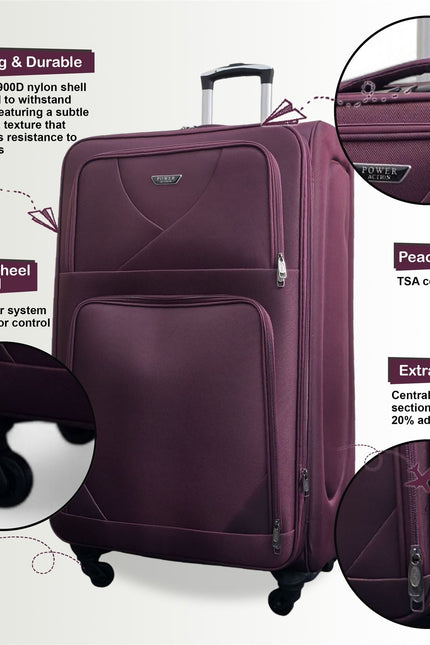 Nagoya Unserseat Soft Shell Suitcase in Purple
