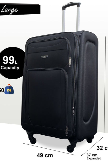 Nagoya Large Soft Shell Suitcase in Black