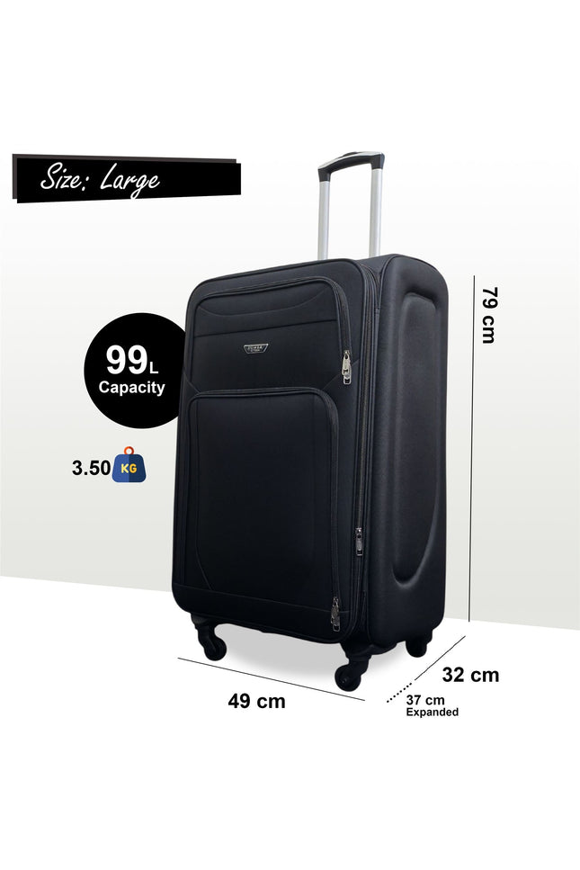 Nagoya Large Soft Shell Suitcase in Black