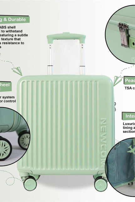 Hard Shell Cabin 44 x 22 x 38 cm Green TSA Secure Luggage Suitcase Suitable for Easyjet, Ryanair