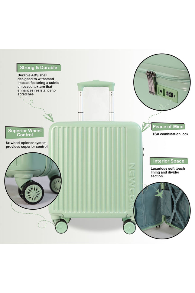 Hard Shell Cabin 44 x 22 x 38 cm Green TSA Secure Luggage Suitcase Suitable for Easyjet, Ryanair