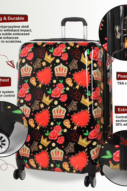 Ballina Large Hard Shell Suitcase in Black Queen Rosses