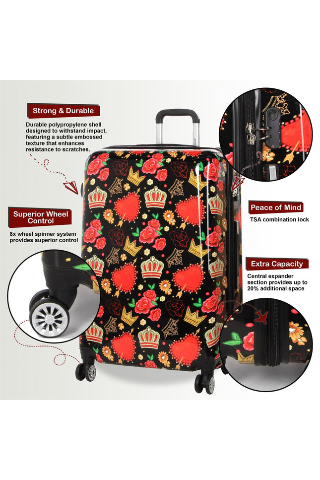Ballina Large Hard Shell Suitcase in Black Queen Rosses