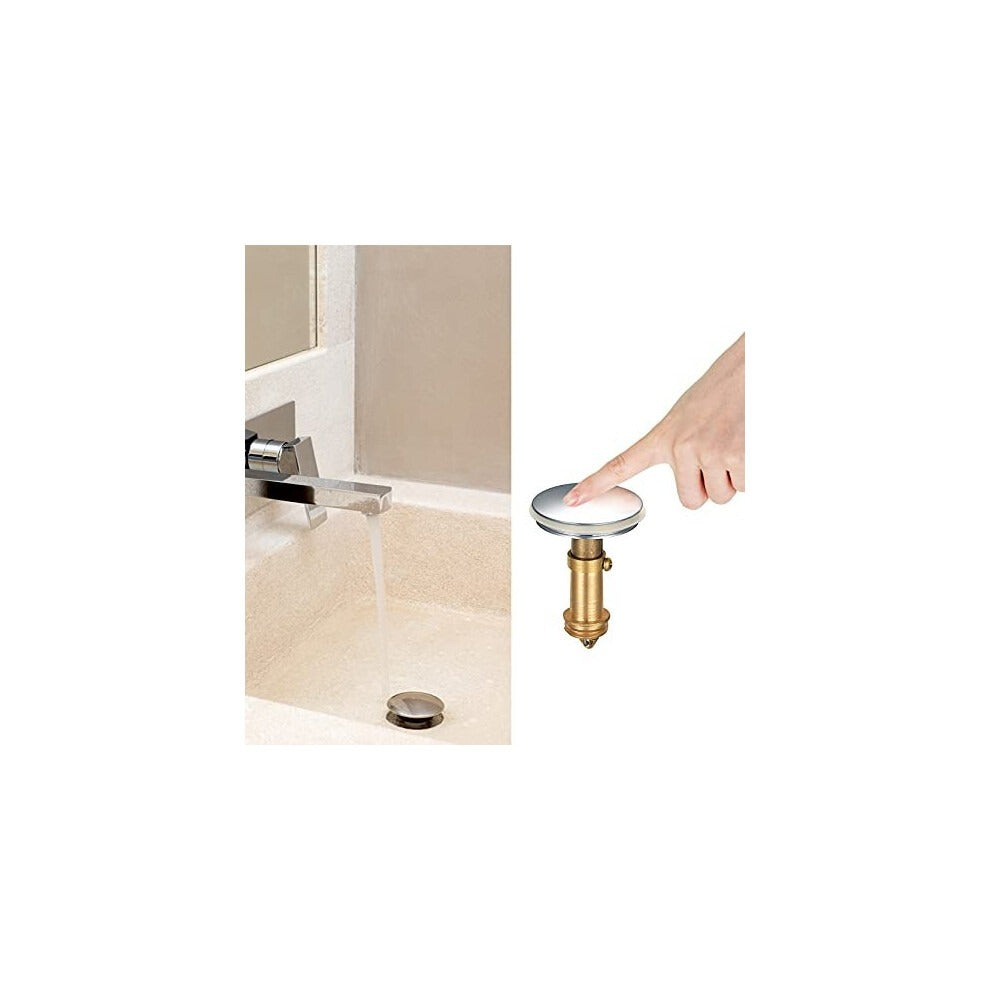 Pop Up Sink Plugs, Bathroom Push Drain Stopper Plugs, 38mm Click Clack Plug Sprung Stopper, Basin Sink Button Plugs for Kitchen Bathroom Washbasi