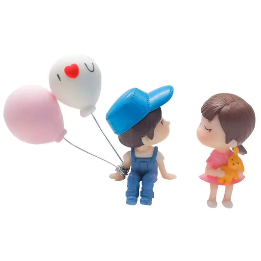 Car Dashboard Decorations  Cute Cartoon Couple Figurines & Balloon Ornaments for Girls’ Cars