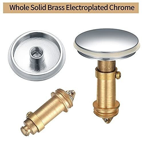 Pop Up Sink Plugs, Bathroom Push Drain Stopper Plugs, 38mm Click Clack Plug Sprung Stopper, Basin Sink Button Plugs for Kitchen Bathroom Washbasi