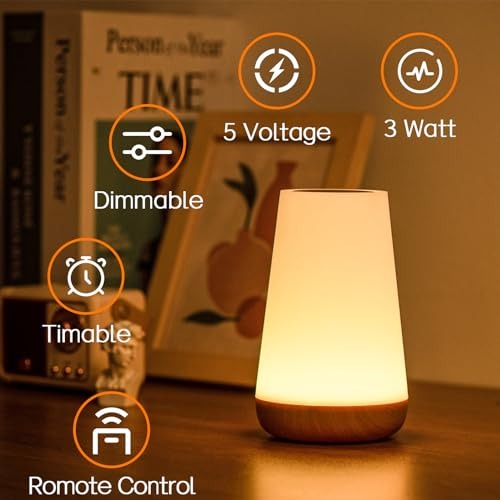 13 Color Changing Night Light RGB Remote Control Touch Dimmable Lamp Portable Table Bedside Lamps USB Rechargeable Night Lamp